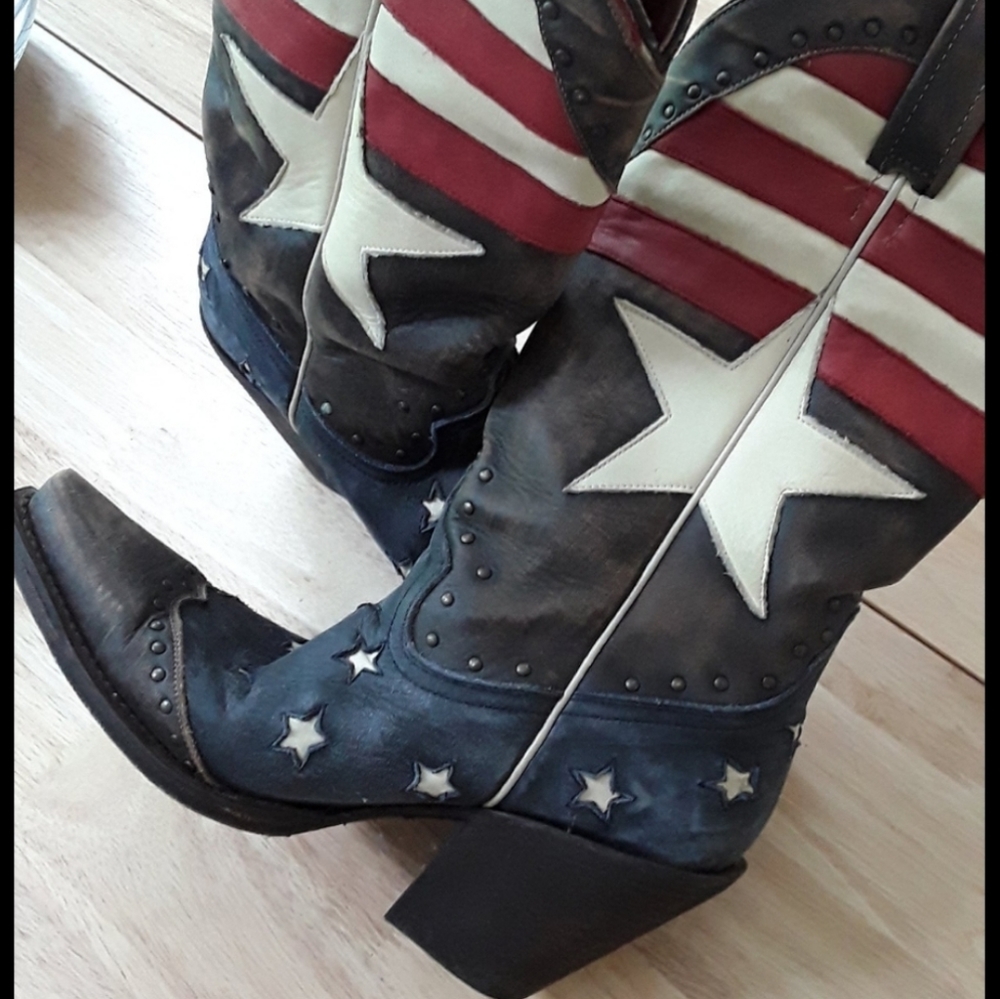 REDNECK RIVIERA AMERICAN FLAG COWBOY BOOTS